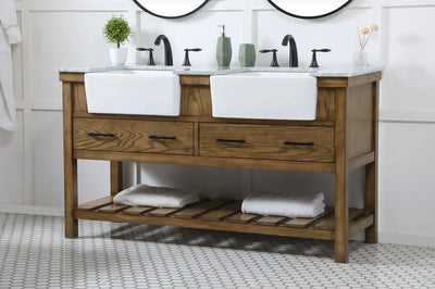 60 inch Clement Double Bathroom Vanity in Driftwood