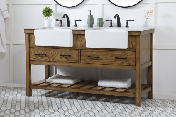 60 inch Clement Double Bathroom Vanity in Driftwood - Gifts for You 'n Me