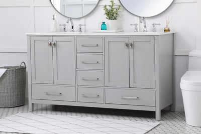60 inch Double Bathroom Vanity in Gray