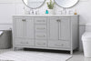 60 inch Double Bathroom Vanity in Gray