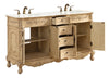 60 In. Double Bathroom Vanity Set In Antique Beige