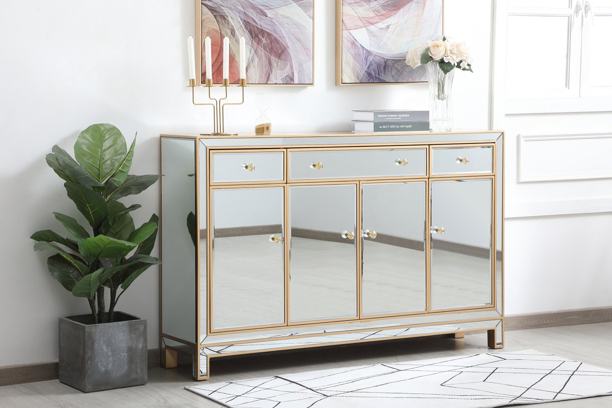 Reflexion Antique Gold 56-Inch Mirrored Sideboard