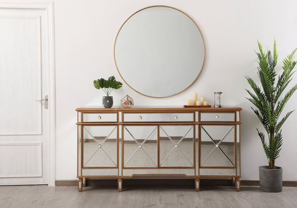 72 inch Mirrored Credenza in gold