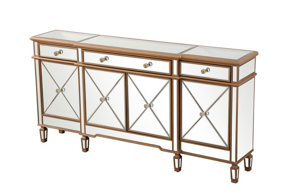 72 inch Mirrored Credenza in gold