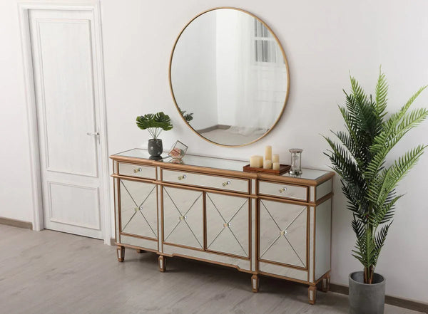 72 inch Mirrored Credenza in gold - Gifts for You 'n Me