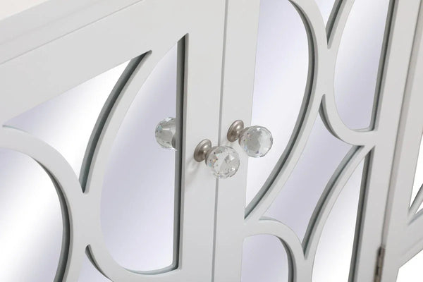 60 inch Mirrored Credenza in White - Gifts for You 'n Me