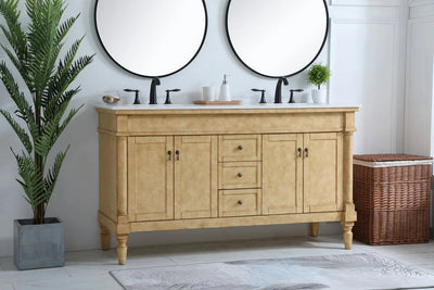 60 inch Lexington Double Bathroom Vanity in Antique Beige