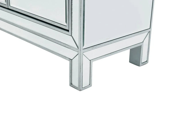 Buffet Cabinet 3 drawers 4 doors 56in. W x 13in. D x 36in. H in antique silver paint - Gifts for You 'n Me