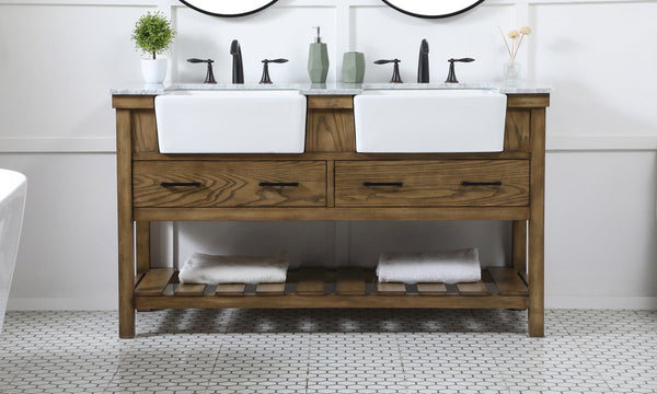 60 inch Clement Double Bathroom Vanity in Driftwood - Gifts for You 'n Me
