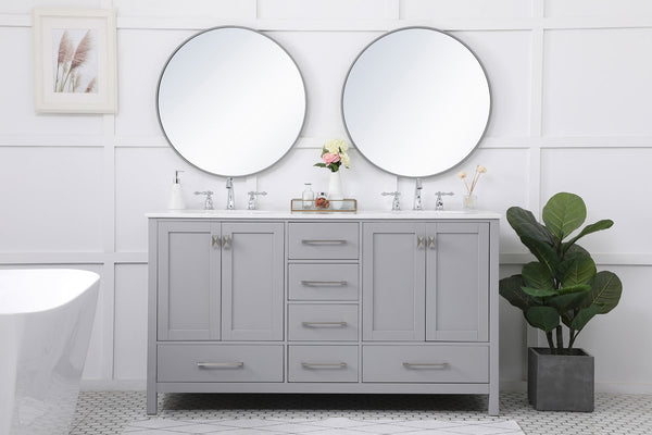 60 inch Double Bathroom Vanity in Gray - Gifts for You 'n Me