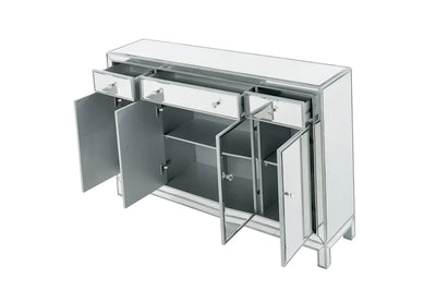 Buffet Cabinet 3 drawers 4 doors 56in. W x 13in. D x 36in. H in antique silver paint