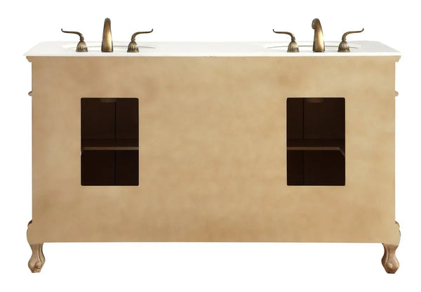 60 In. Double Bathroom Vanity Set In Antique Beige - Gifts for You 'n Me