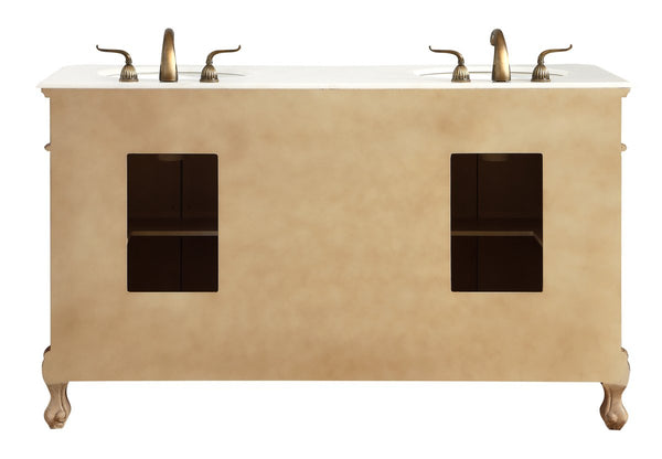 60 In. Double Bathroom Vanity Set In Antique Beige - Gifts for You 'n Me