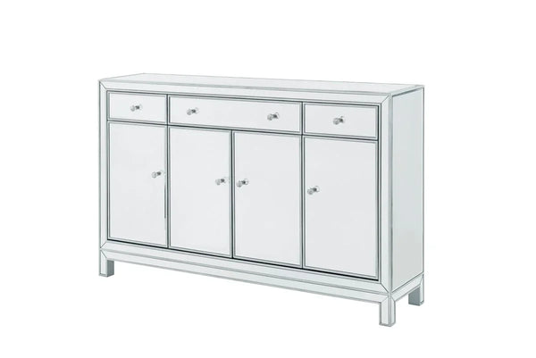 Buffet Cabinet 3 drawers 4 doors 56in. W x 13in. D x 36in. H in antique silver paint - Gifts for You 'n Me