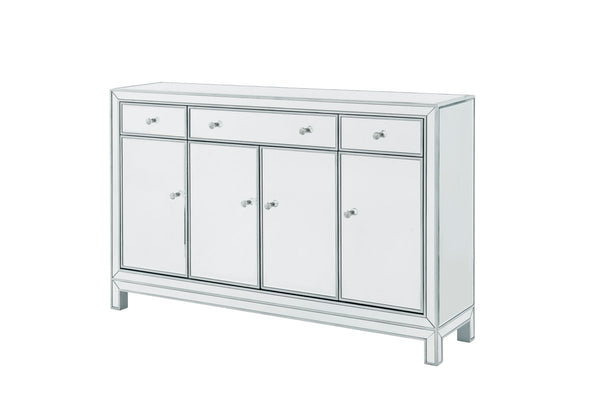 Buffet Cabinet 3 drawers 4 doors 56in. W x 13in. D x 36in. H in antique silver paint