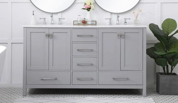 60 inch Double Bathroom Vanity in Gray - Gifts for You 'n Me