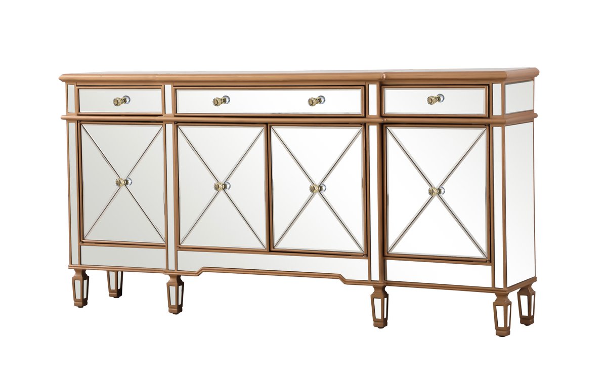 72 inch Mirrored Credenza in gold