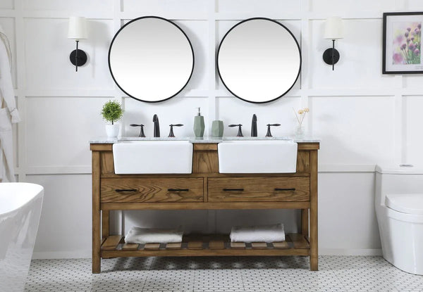 60 inch Clement Double Bathroom Vanity in Driftwood - Gifts for You 'n Me