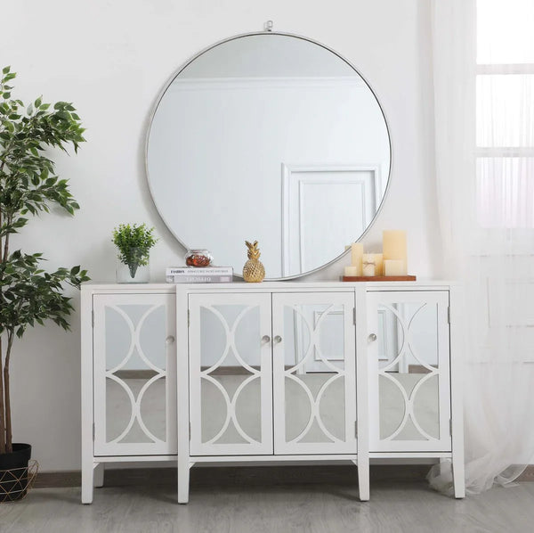 60 inch Mirrored Credenza in White - Gifts for You 'n Me