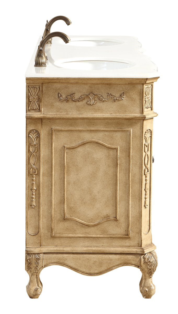 60 In. Double Bathroom Vanity Set In Antique Beige