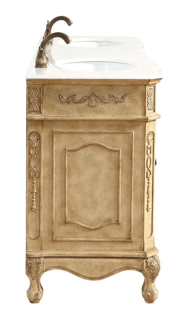 60 In. Double Bathroom Vanity Set In Antique Beige - Gifts for You 'n Me