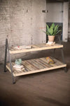 Recycled Wood & Metal 2 Tiered Display Table