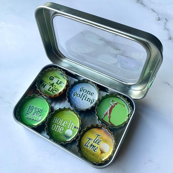 Golf / Father's Day Bottle Cap Magnets - Set of 6