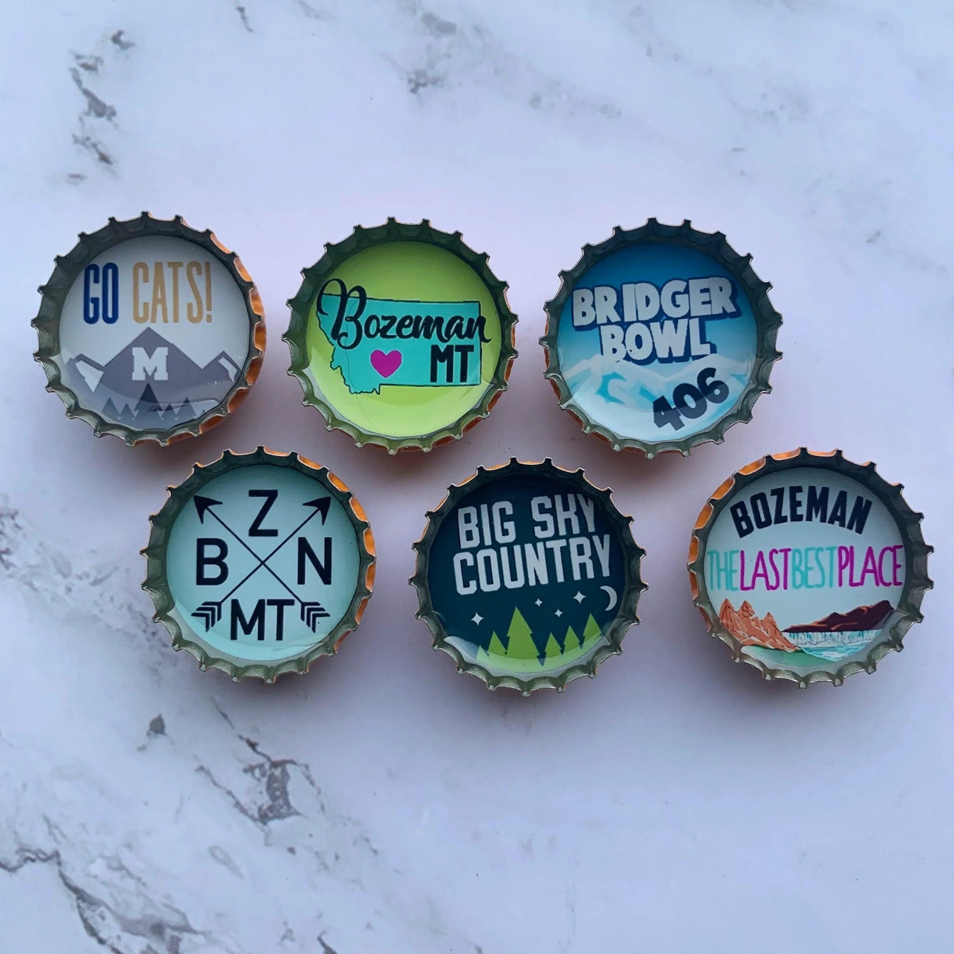 Bozeman, Montana Magnets - Set of 6 - Gifts for You 'n Me