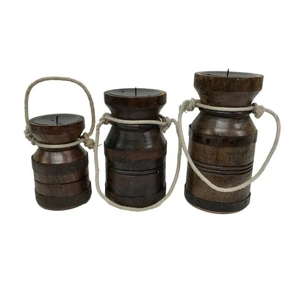 Set/3 Northern Woods Syrup Barrel Candle Holders - Gifts for You 'n Me